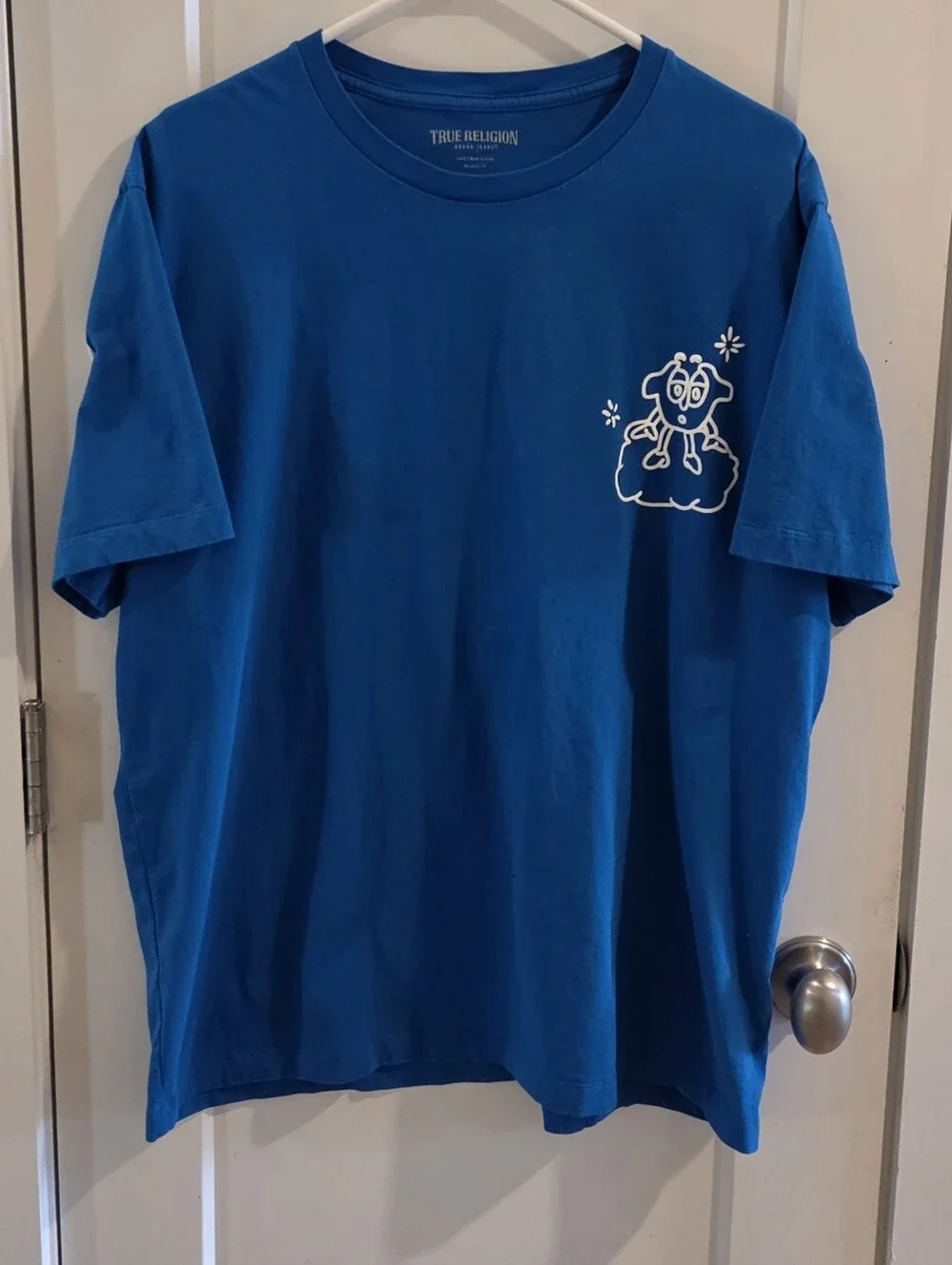 NWOT True Religion Good Puff Spirit T-Shirt - Royal Blue & White - Size Large